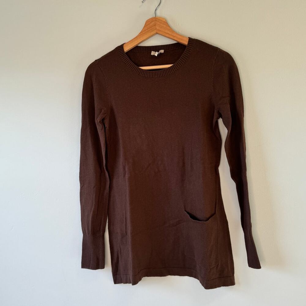LOGO by Lori Goldstein Brown Oversized Tunic Blouse XXS